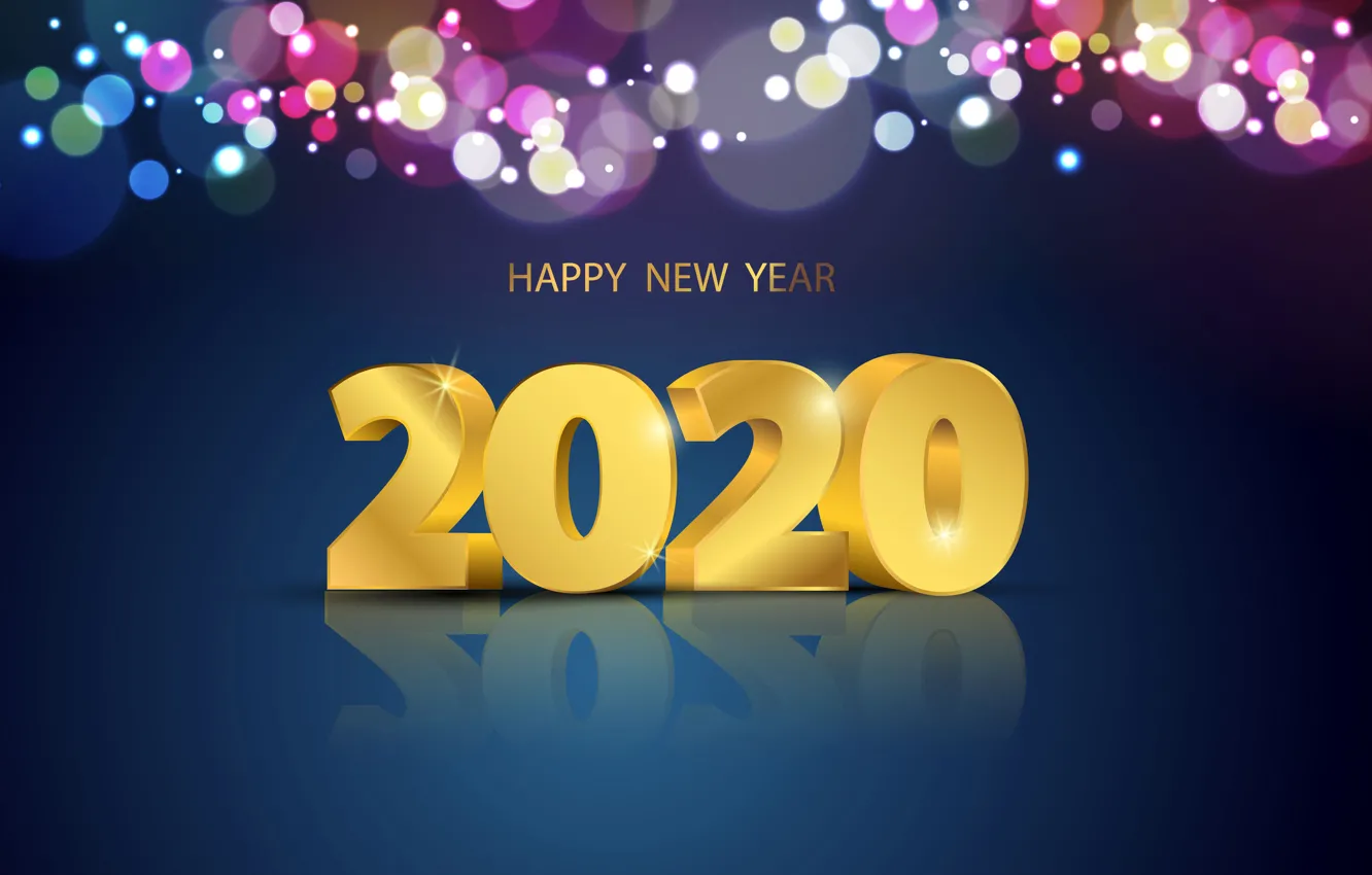 Фото обои отражение, цифры, Новый год, 2020