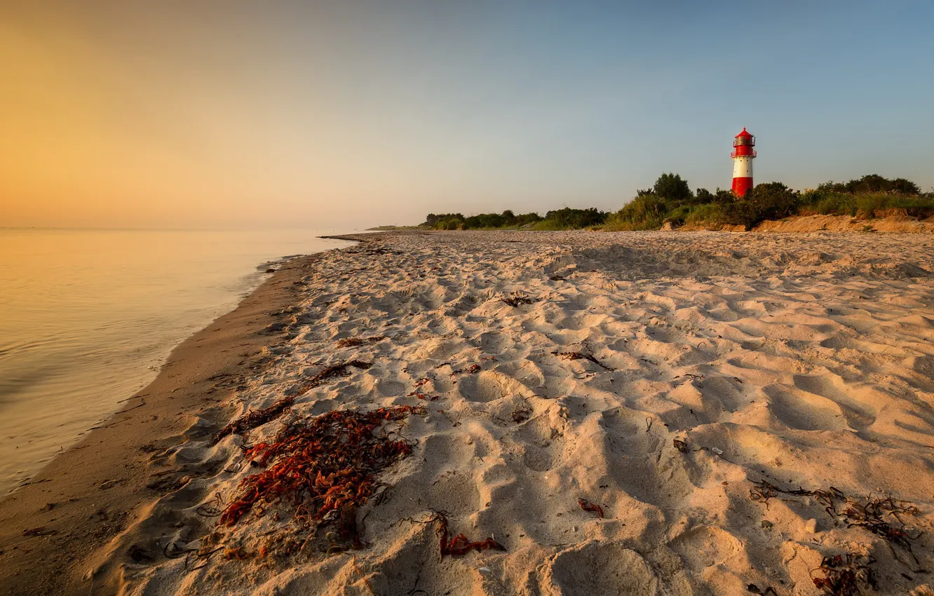 Фото обои песок, побережье, маяк