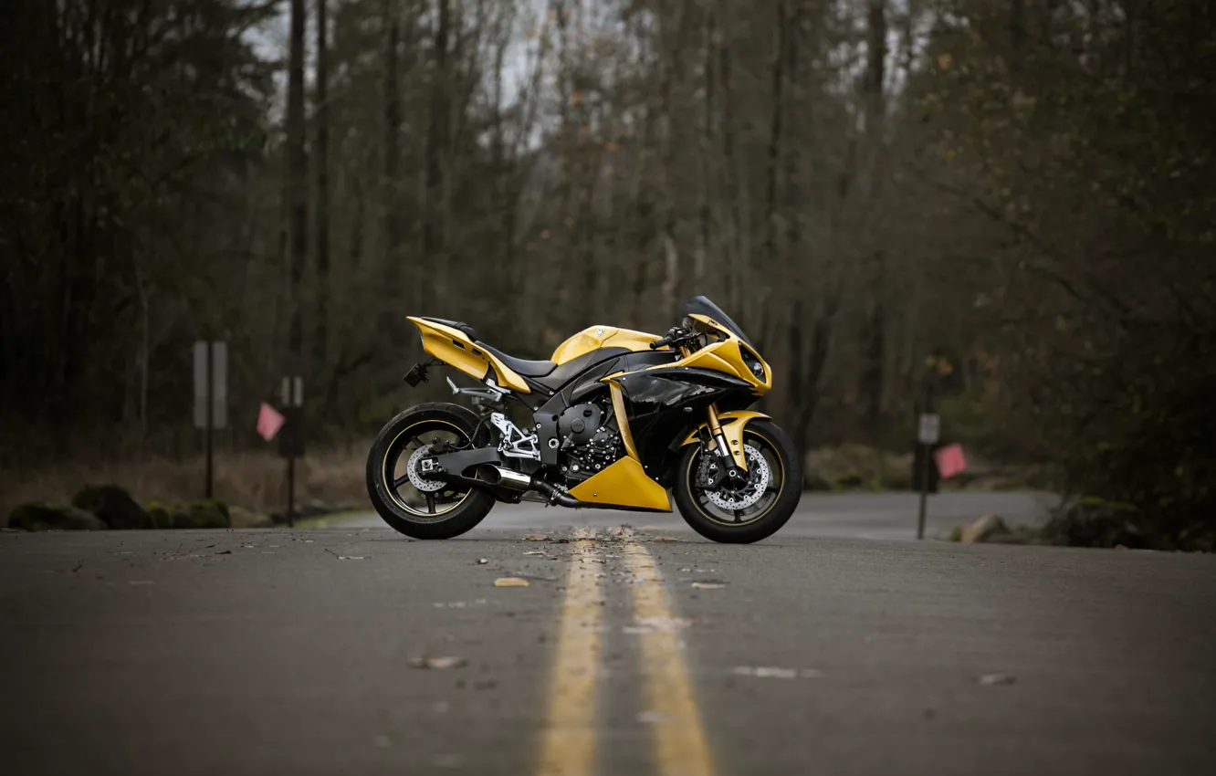 Фото обои Yamaha, Yellow, YZF-R1