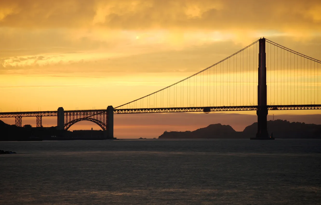 Фото обои море, мост, Сан-Франциско, Golden gate bridge