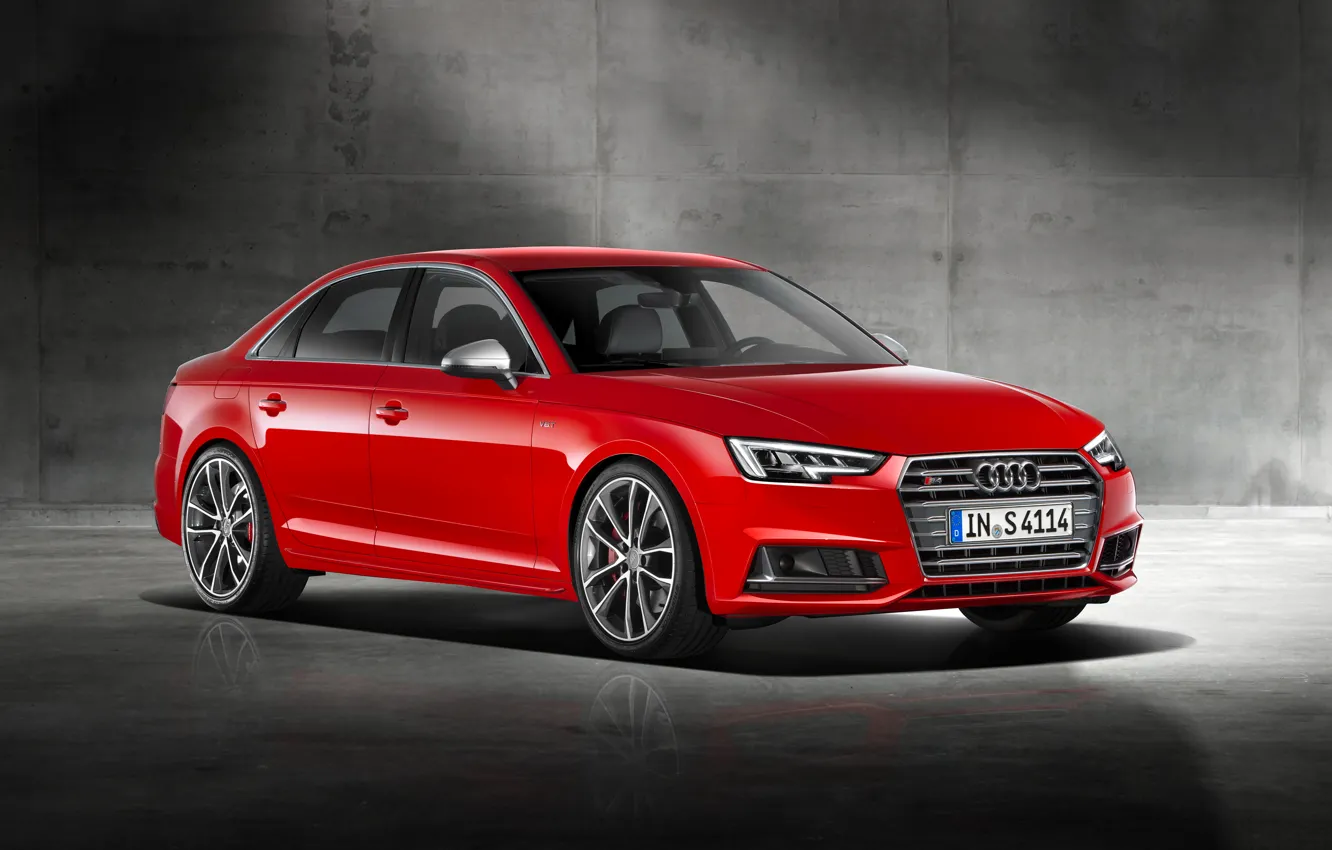 Фото обои Audi, ауди, Red, красная, Sedan, 2015