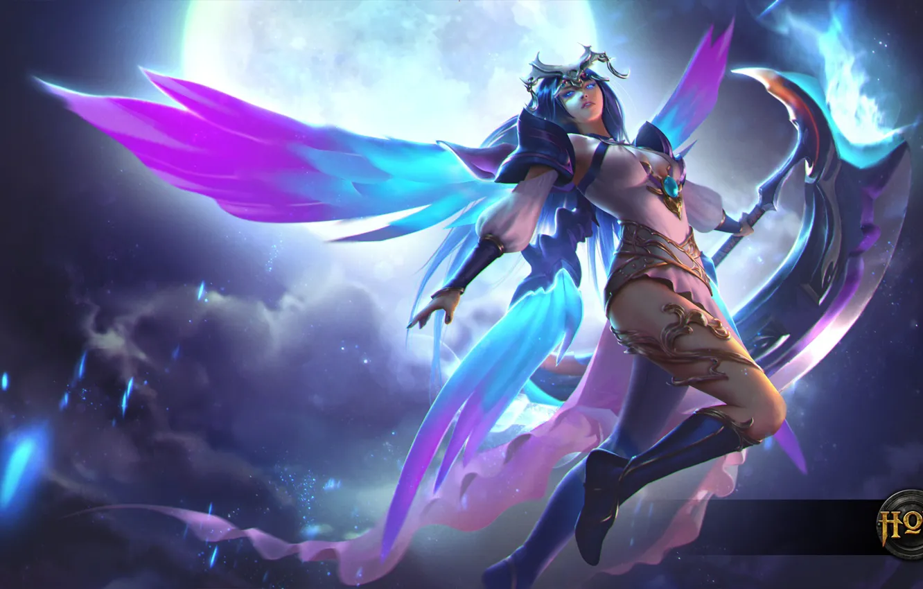 Фото обои девушка, крылья, hon, Heroes of Newerth, Lunari Moon Queen