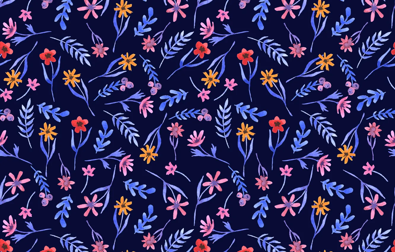 Фото обои цветы, синий, фон, текстура, pattern