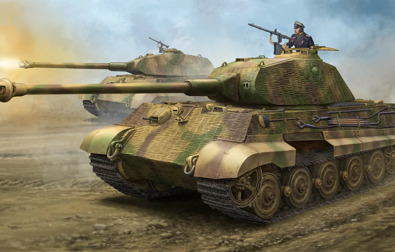 Фото обои Königstiger, Panzerkampfwagen VI Ausf. B, Тигр II, немецкий тяжёлый танк, Башня Порше