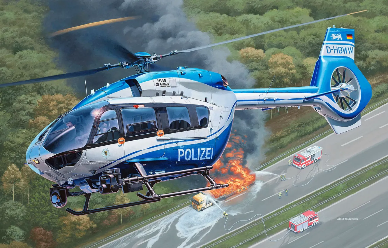 Фото обои Police, Airbus, многоцелевой вертолёт, polizei, H145