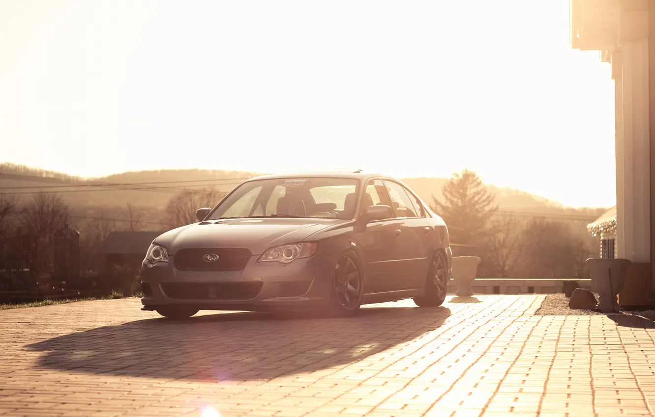 Фото обои солнце, Subaru, серебристый, блик, субару, Legacy, легаси, silvery