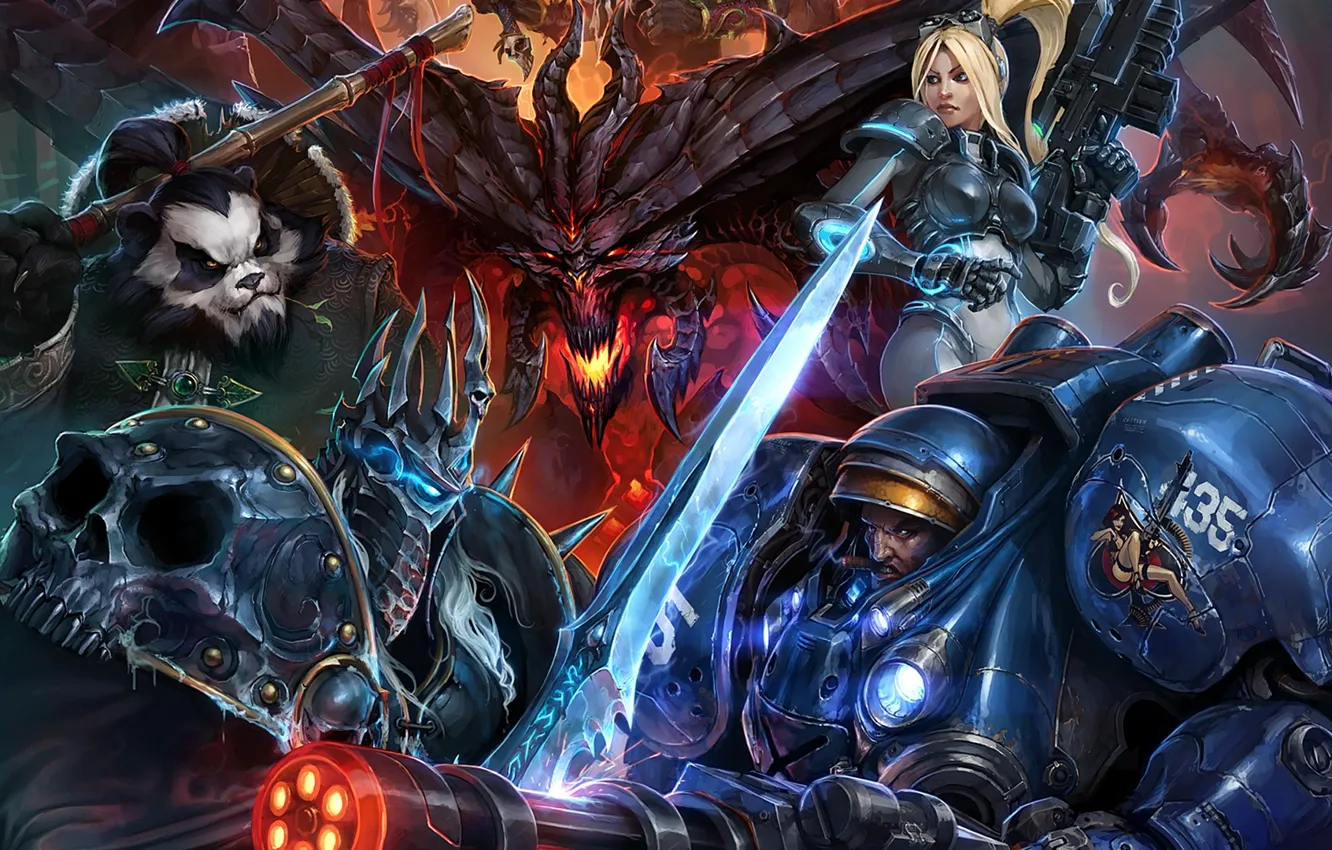 Фото обои Warcraft, Starcraft, Diablo, Blizzard Entertainment, heroes of the storm art