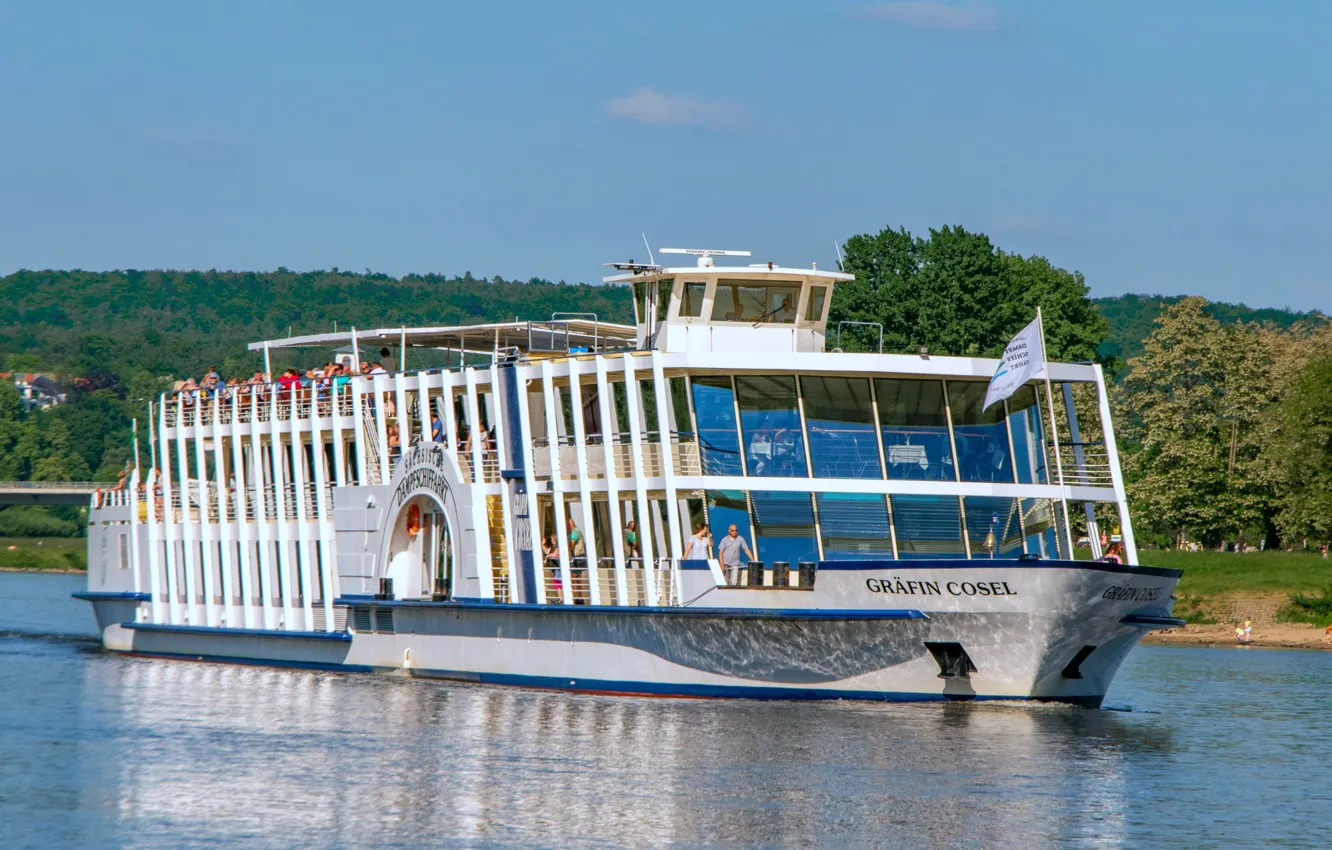 Фото обои ретро, Эльба, теплоход, прогулочная