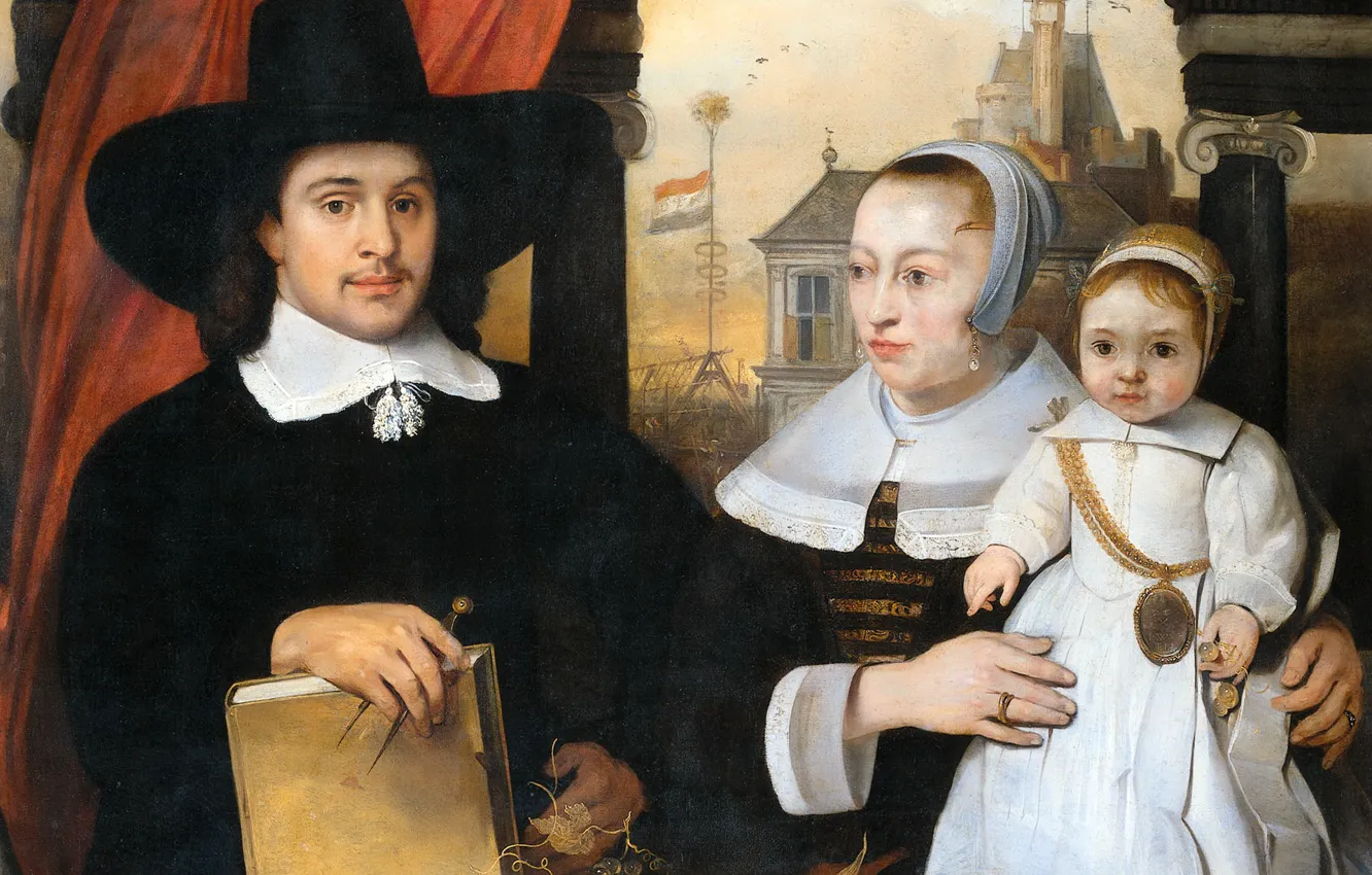 Фото обои портрет, картина, семья, Фабрициус Барент, Портрет Семейства Архитектора Ван Дер Гельма