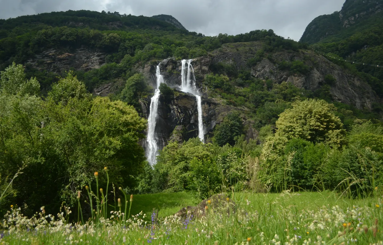 Фото обои Водопад, Italy, Waterfall, Italia, Lombardia, Ломбардия, Lombardy, Sondrio