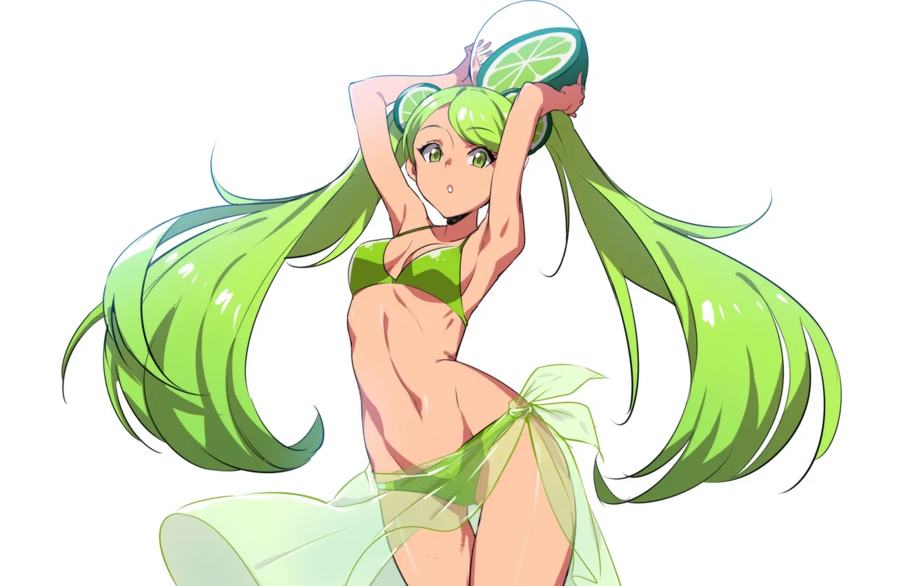 Фото обои girl, sexy, cleavage, long hair, boobs, anime, beautiful, pretty