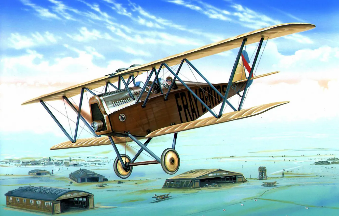 Фото обои art, airplane, painting, aviation, Ansaldo SVA