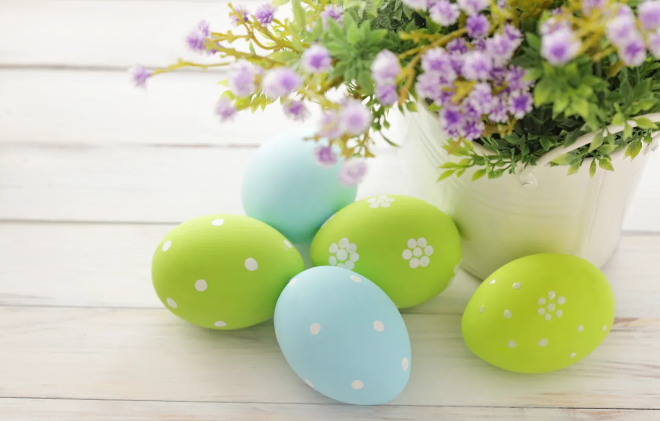 Фото обои Пасха, flowers, spring, Easter, eggs