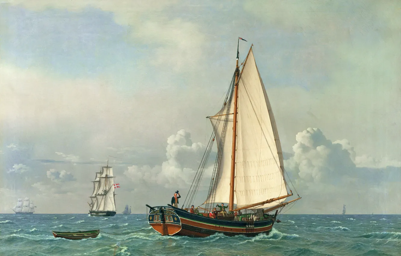 Фото обои масло, картина, холст, датский живописец, Кристофер Вильгельм Экерсберг, «Море»