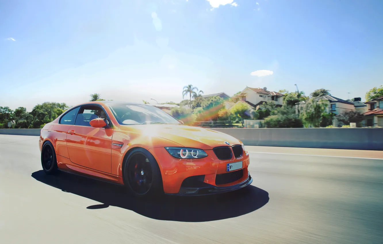 Фото обои BMW, Оранжевая, Скорость, БМВ, E92, Fire Orange