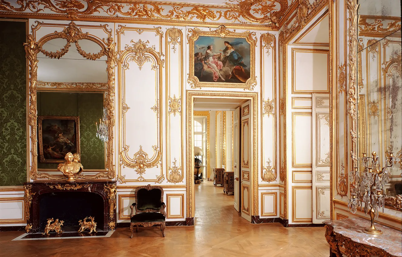 Фото обои Франция, интерьер, зеркала, роскошь, дворец, Версаль