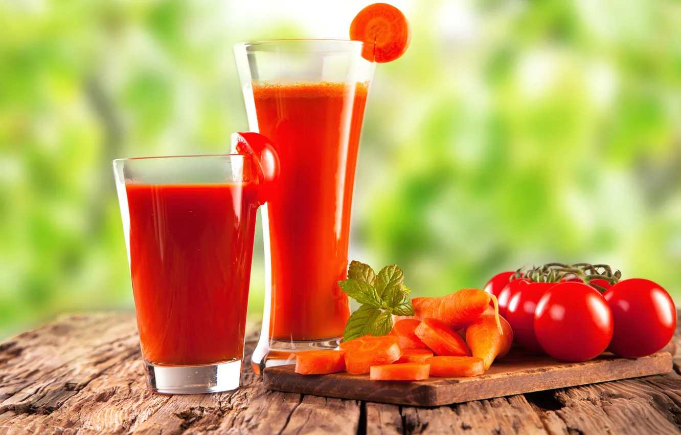 Фото обои стакан, сок, juice, помидоры, морковь, томатный, tomato, carrots