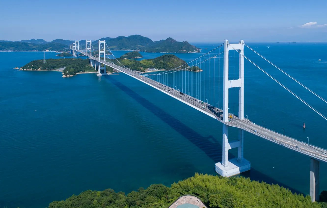Фото обои sky, sea, japan, bridge, shimanami, kurushima, shikoku, imabari