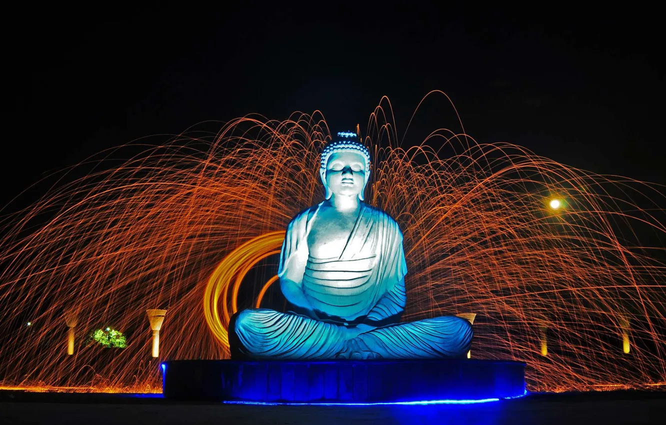 Фото обои Индия, Чандигарх, Сад Тишины, статуя Будды