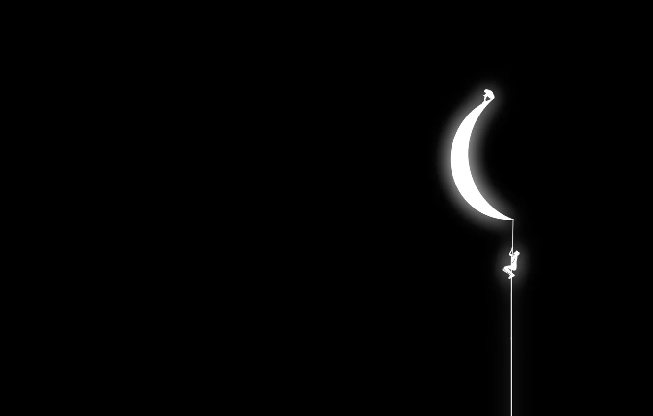 Фото обои луна, веревка, человечек