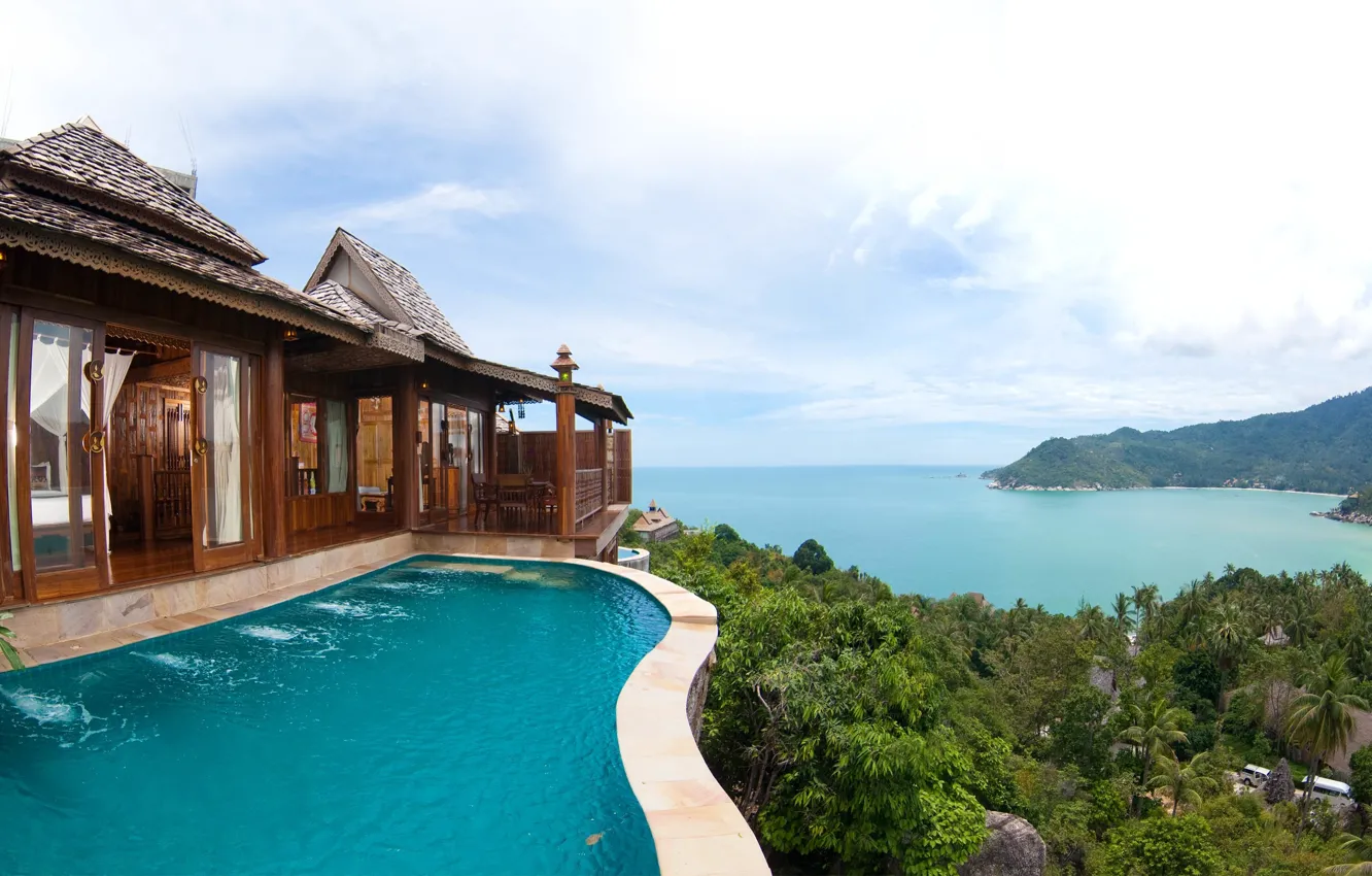 Фото обои океан, побережье, вид, Таиланд, panorama, Santhiya Koh Phangan Resort &ampamp; Spa