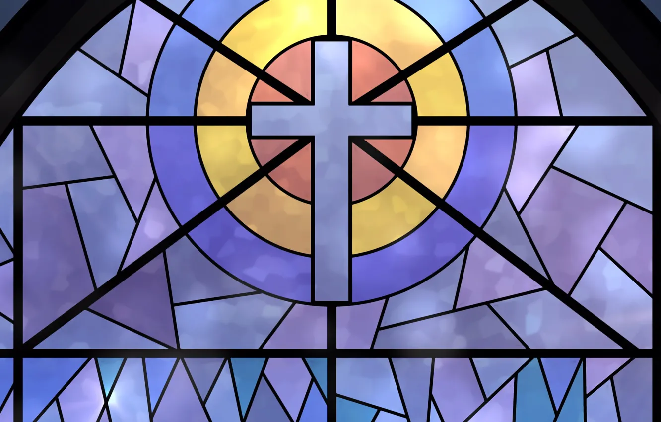 Фото обои крест, текстура, окно, витраж, цветные стекла, фрагмент остекления