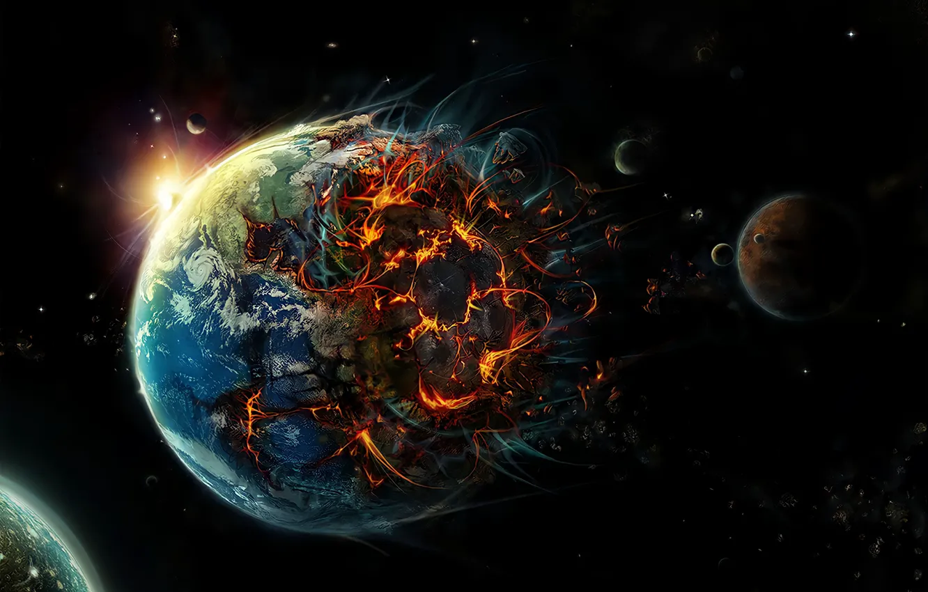 Фото обои Планета, Земля, Апокалипсис, Конец Света, Уничтожение