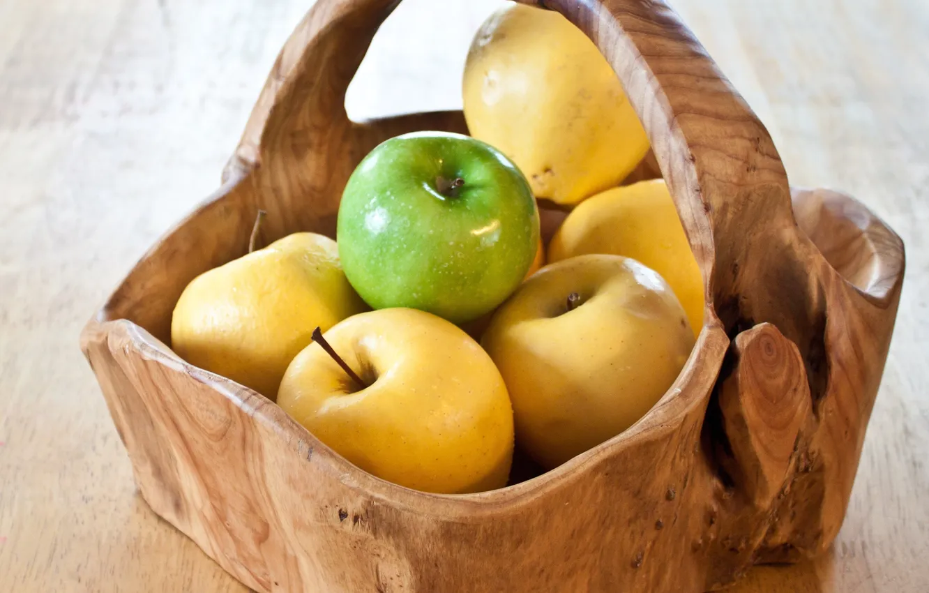 Фото обои корзина, яблоки, еда, фрукты