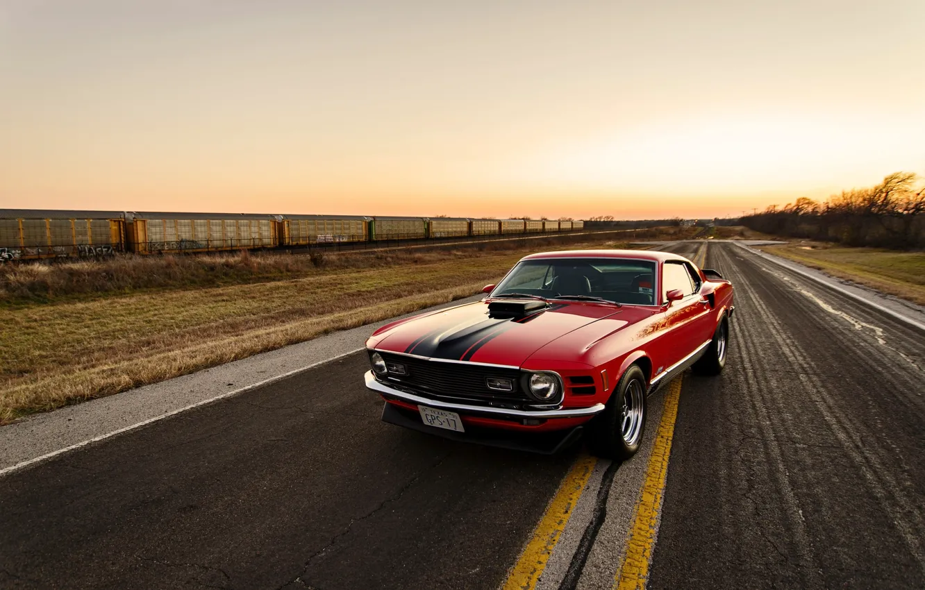 Фото обои Mustang, Ford, Red, 1970