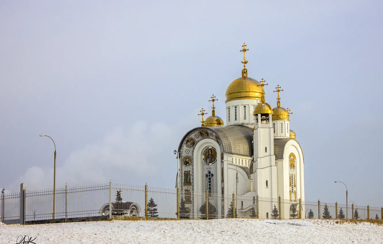 Фото обои Храм, религия, православие, депевянное зодчество, храмовая архитектура