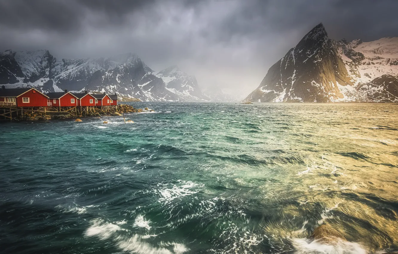 Фото обои ocean, Norway, waterfront, Lofoten