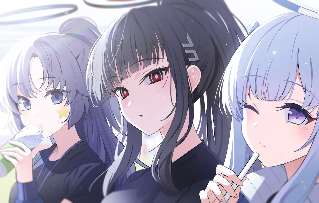 Фото обои blue archive, Tsukatsuki Rio, Hayase Yuuka, Ushio Noa