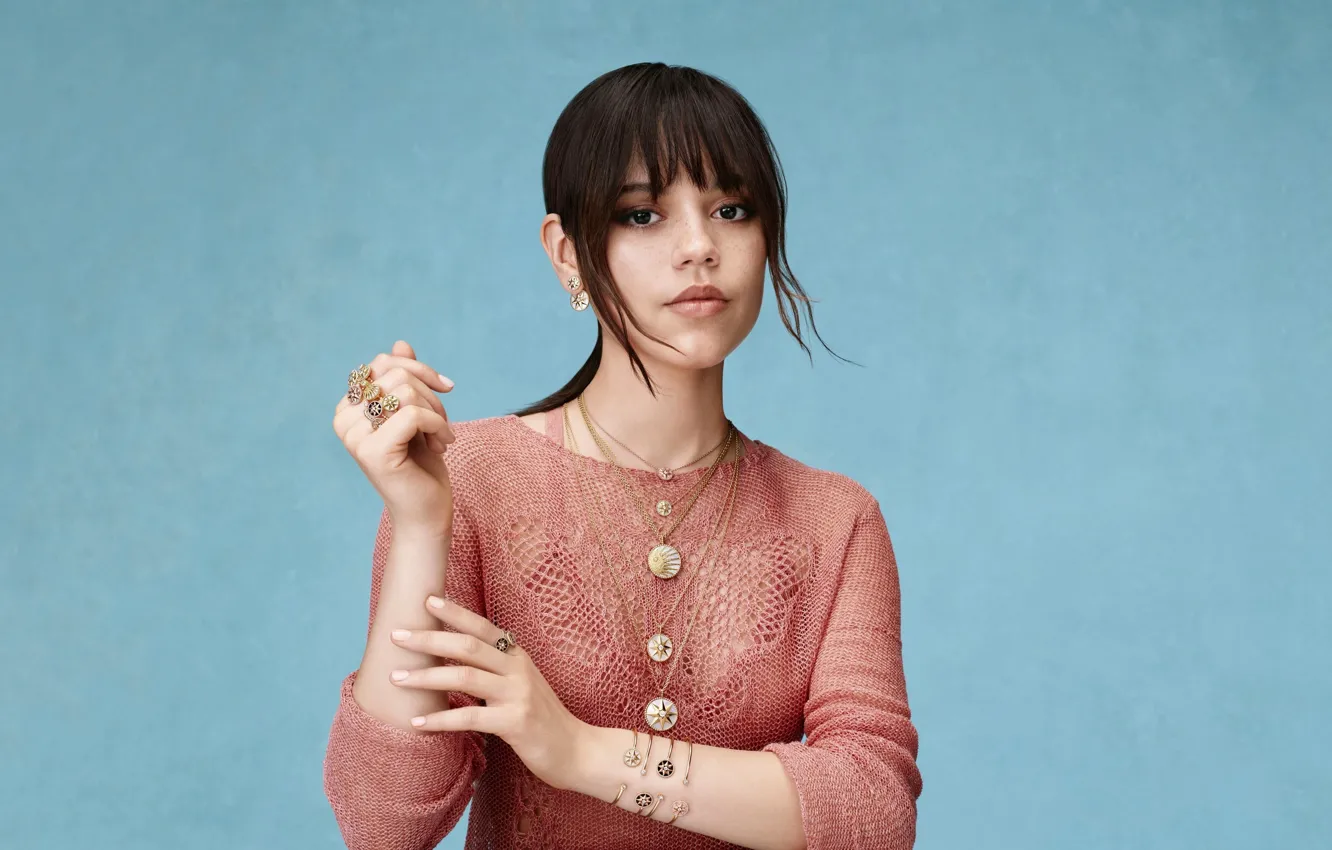 Фото обои взгляд, украшения, поза, макияж, фигура, актриса, Jenna Ortega, Дженна Ортега
