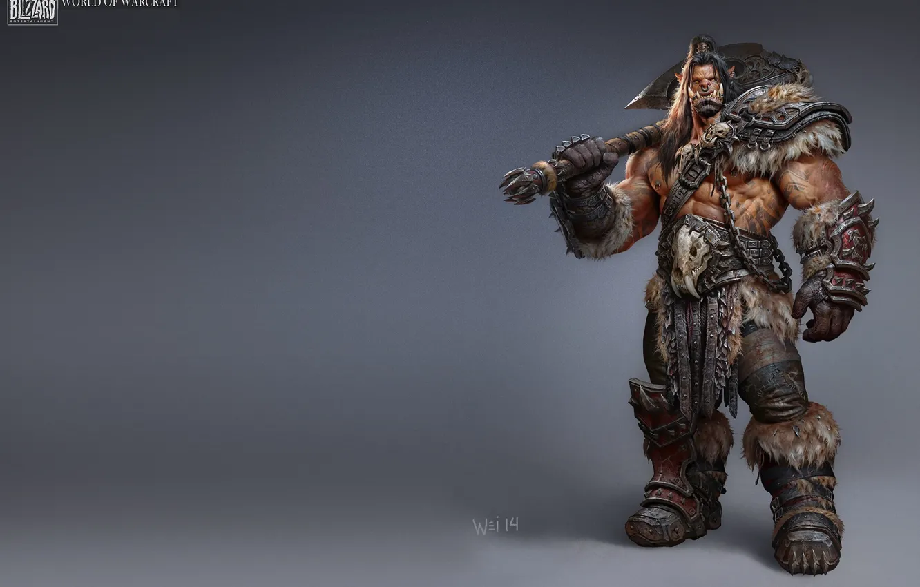 Фото обои оружие, арт, орк, The Art of Warcraft, Wei Wang
