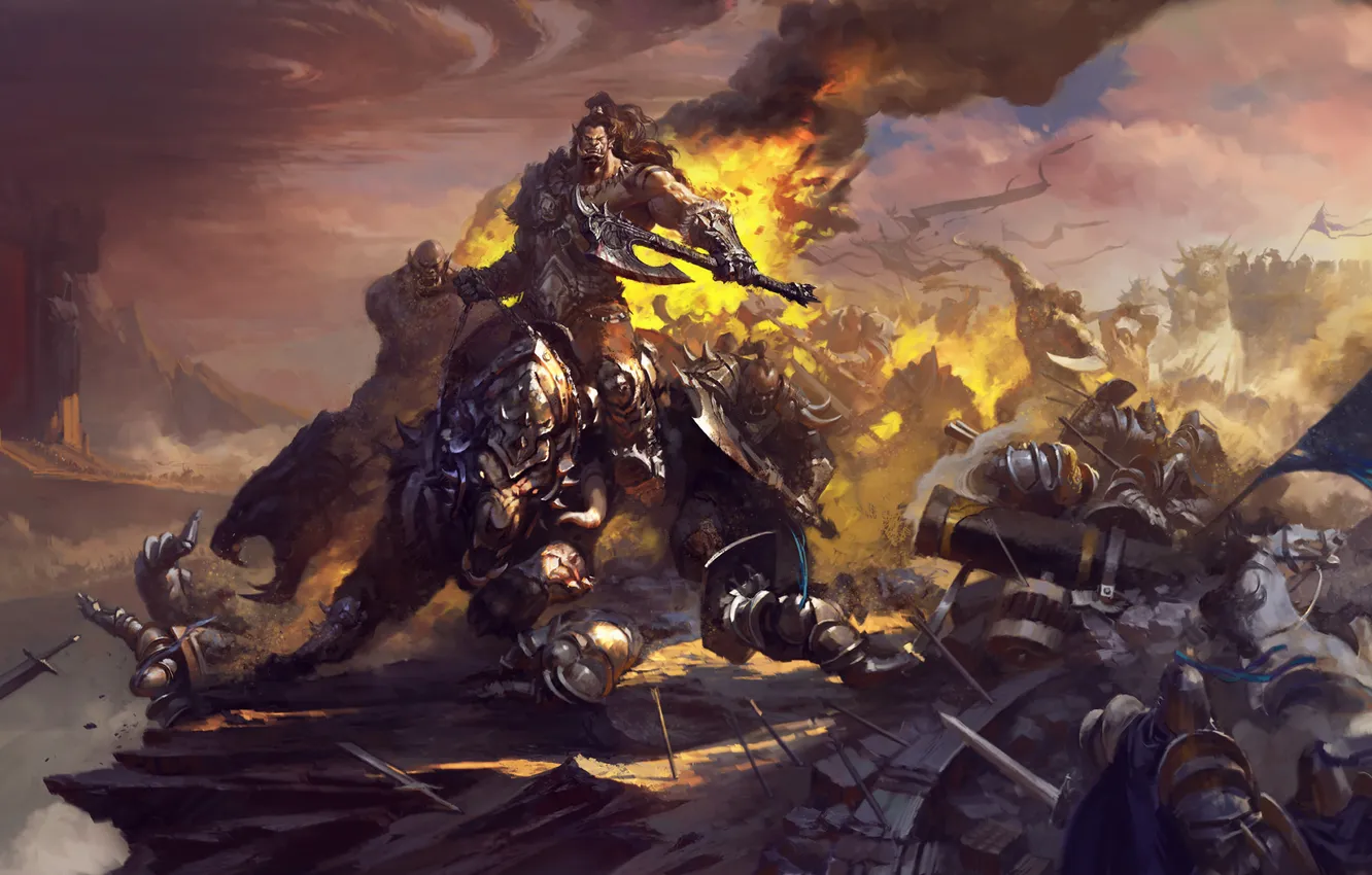 Фото обои World of Warcraft, орк, art, warlords of draenor, Grommash Hellscream