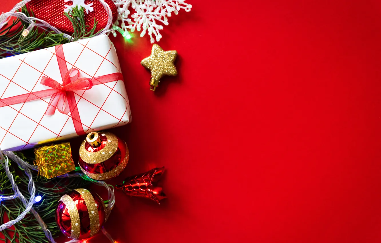 Фото обои украшения, подарок, шары, новый год, Рождество, Christmas, balls, New Year