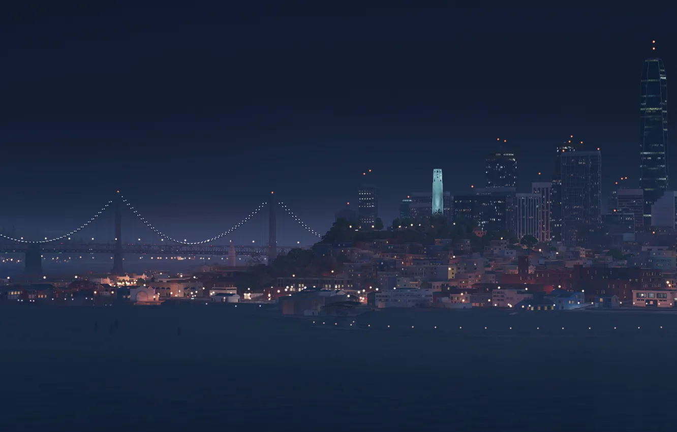 Фото обои панорама, San Francisco, Watch Dogs 2