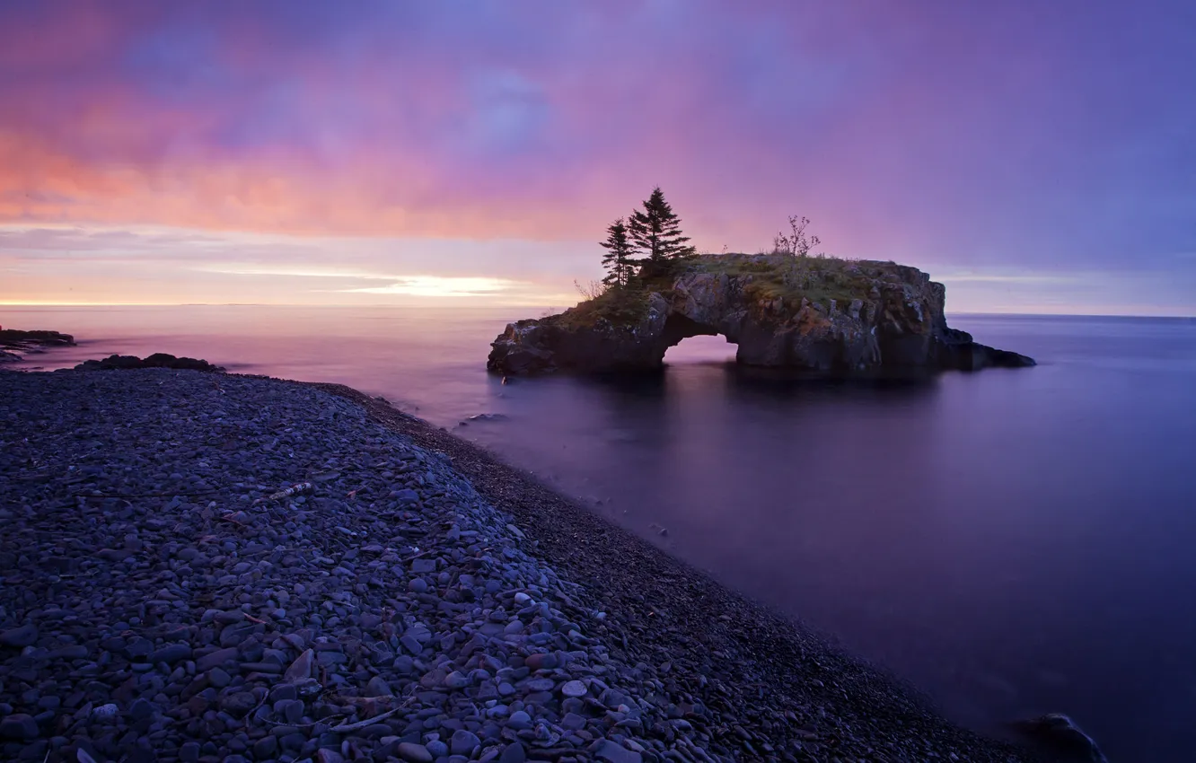 Фото обои море, пейзаж, закат, природа, камни, красиво