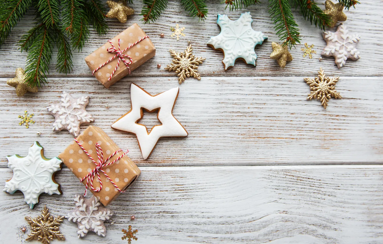 Фото обои украшения, Новый Год, Рождество, подарки, christmas, wood, merry, cookies