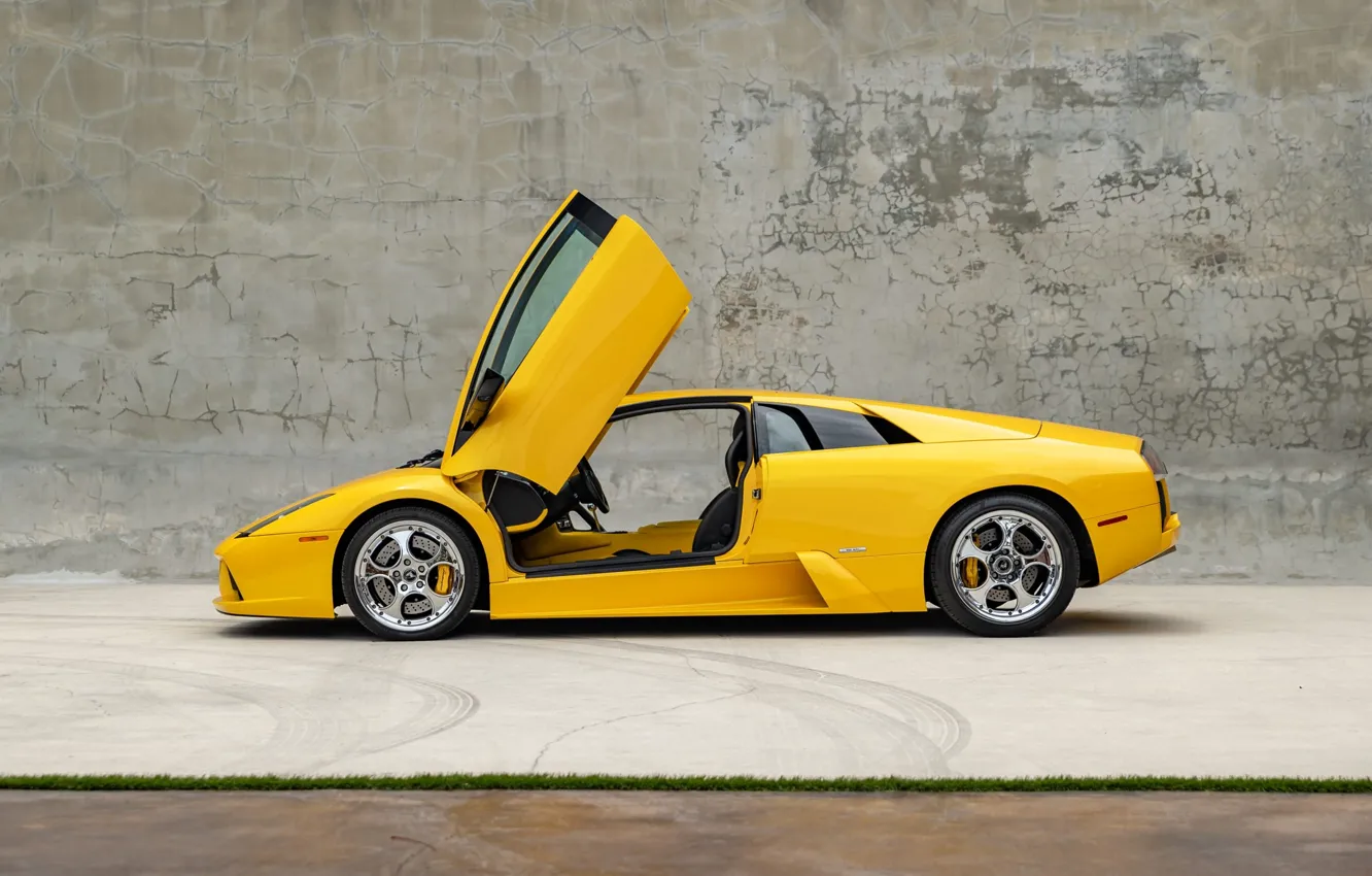 Фото обои желтый, Lamborghini, суперкар, Lamborghini Murcielago, Murcielago, ламбо двери