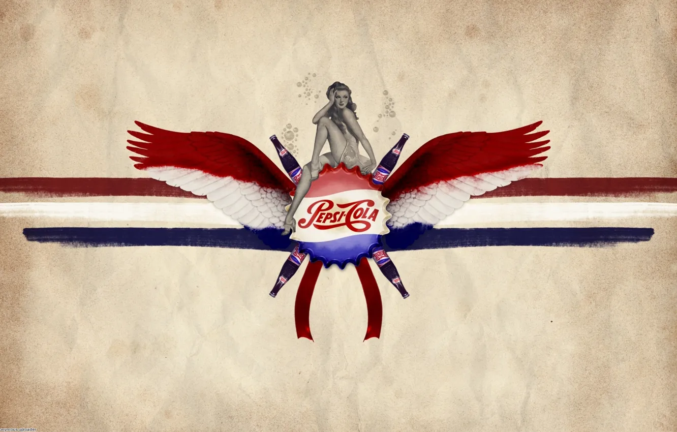 Фото обои девушка, крылья, напиток, Пепси-кола, Pepsi-Cola