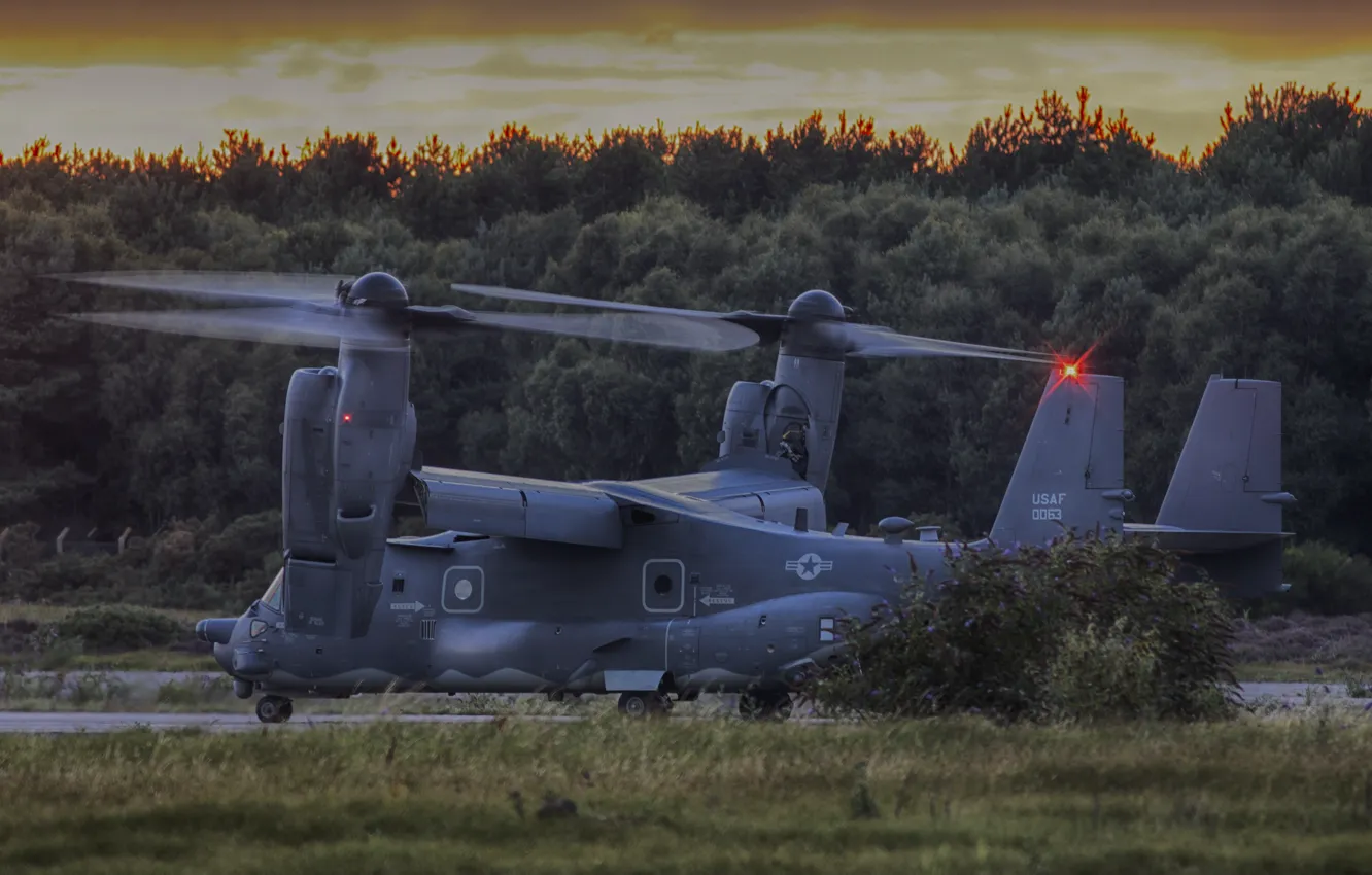 Фото обои вечер, взлёт, Osprey, Bell CV-22B