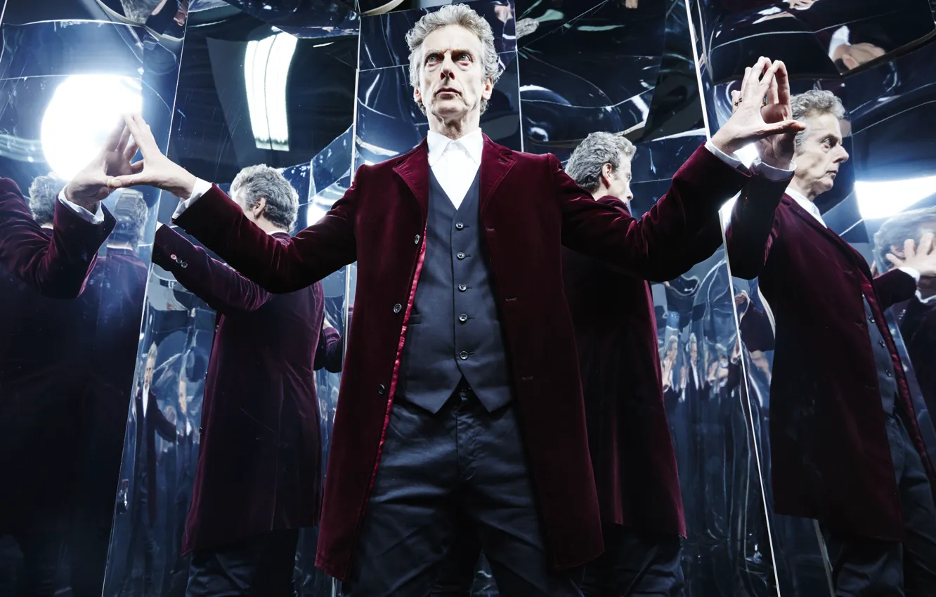 Фото обои отражения, актер, мужчина, пиджак, Doctor Who, Доктор Кто, Peter Capaldi, Питер Капальди
