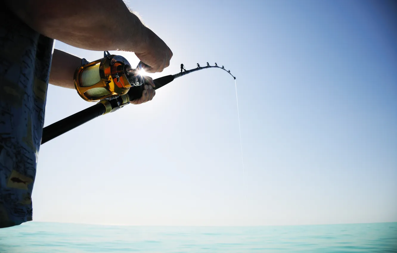 Фото обои strength, fishing, rod