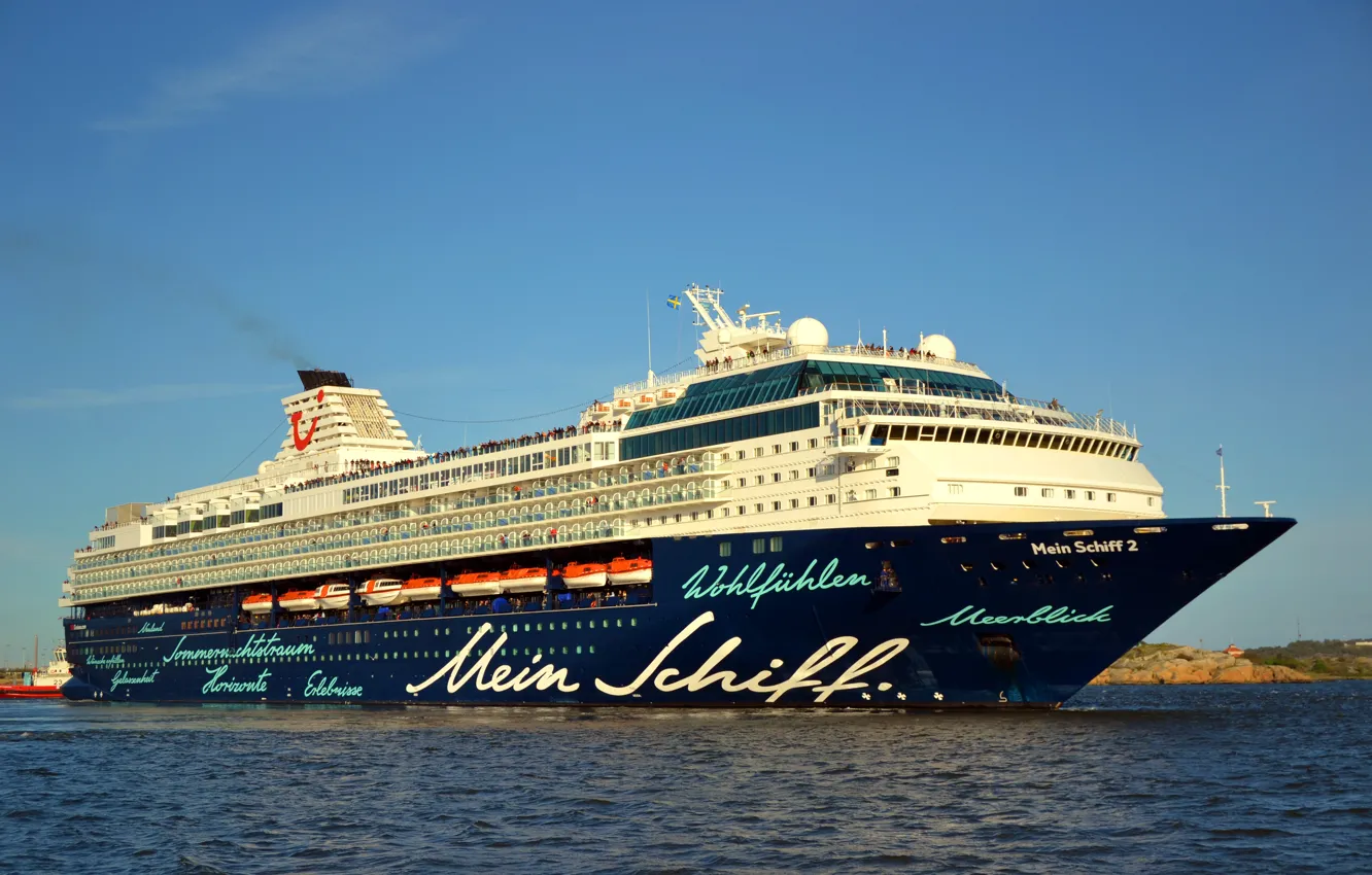 Фото обои Море, Лайнер, Судно, Пассажирский, Пассажирский лайнер, Mein, TUI Cruises, Royal Caribbean Cruises