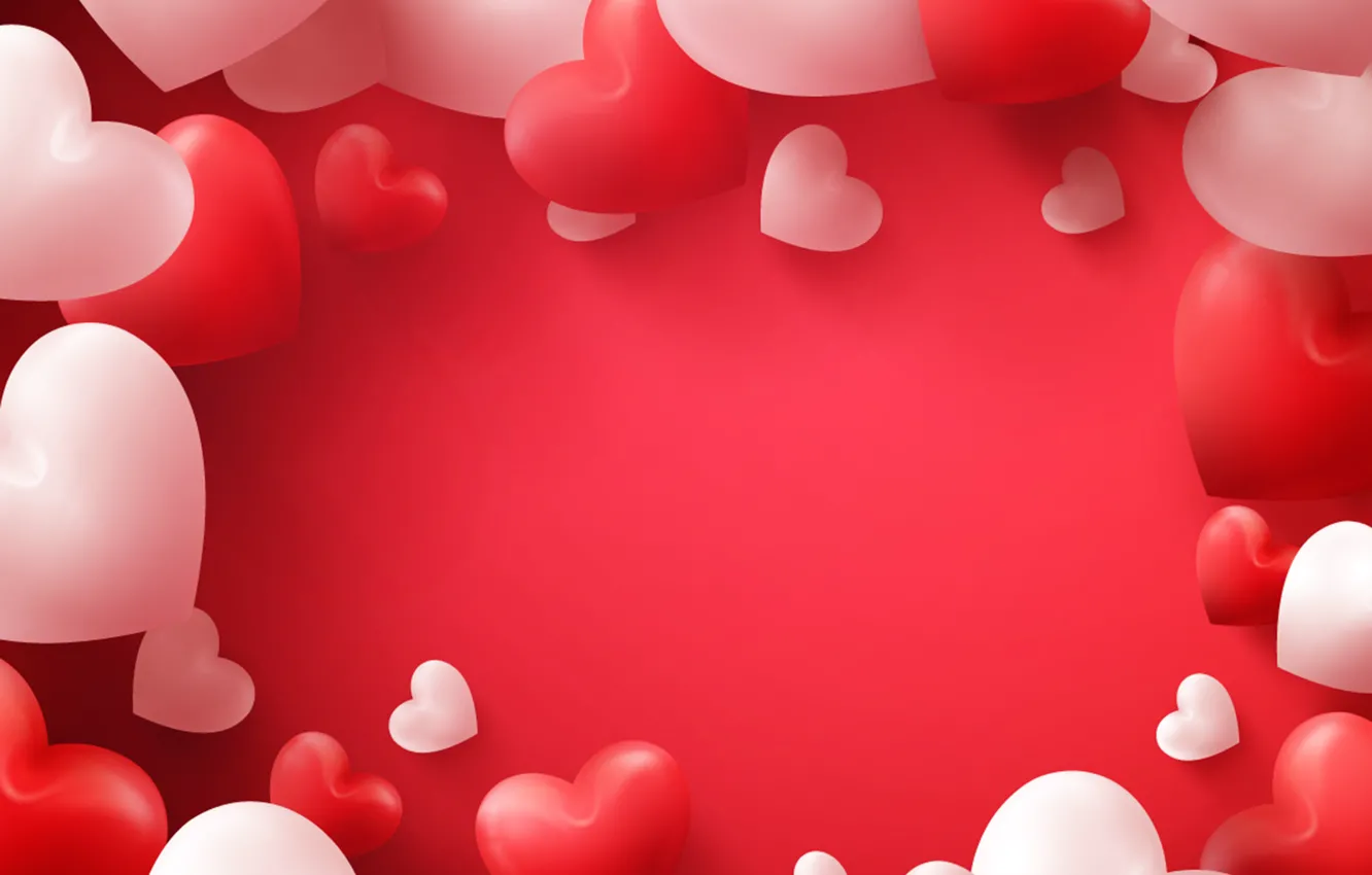 Фото обои Сердце, Шарики, Valentine's day, День Святого Валентина, Шаблон, Цветной фон