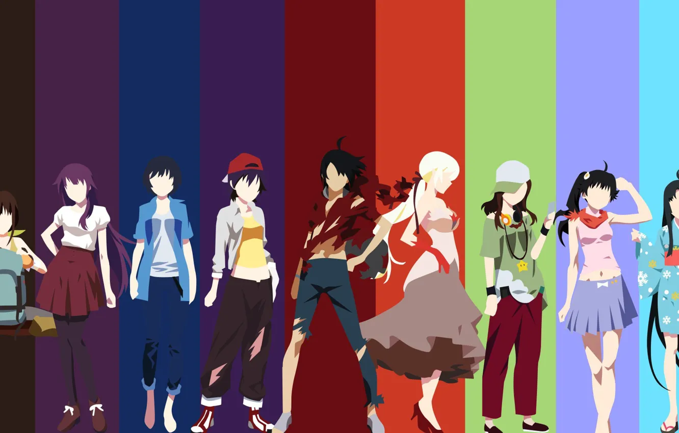 Фото обои kawaii, anime, manga, cast, bishojo, Bakemonogatari, Monogatari, japonese