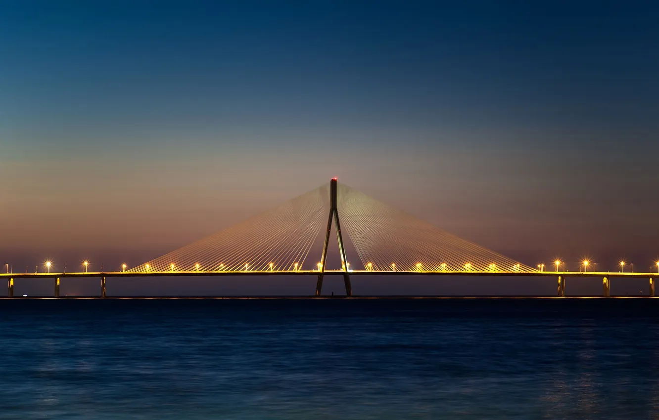 Фото обои мост, Индия, Мумбаи, главный пролет, Bandra Worli Sea Link bridge