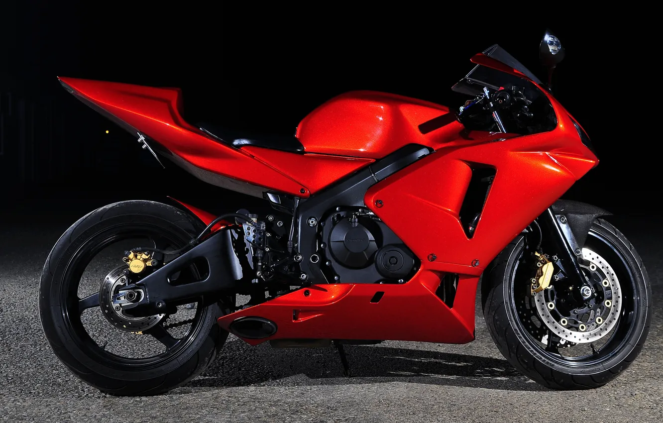 Фото обои красный, мотоцикл, профиль, red, суперспорт, honda, bike, хонда
