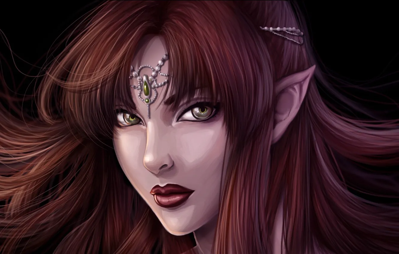 Фото обои взгляд, девушка, эльфийка